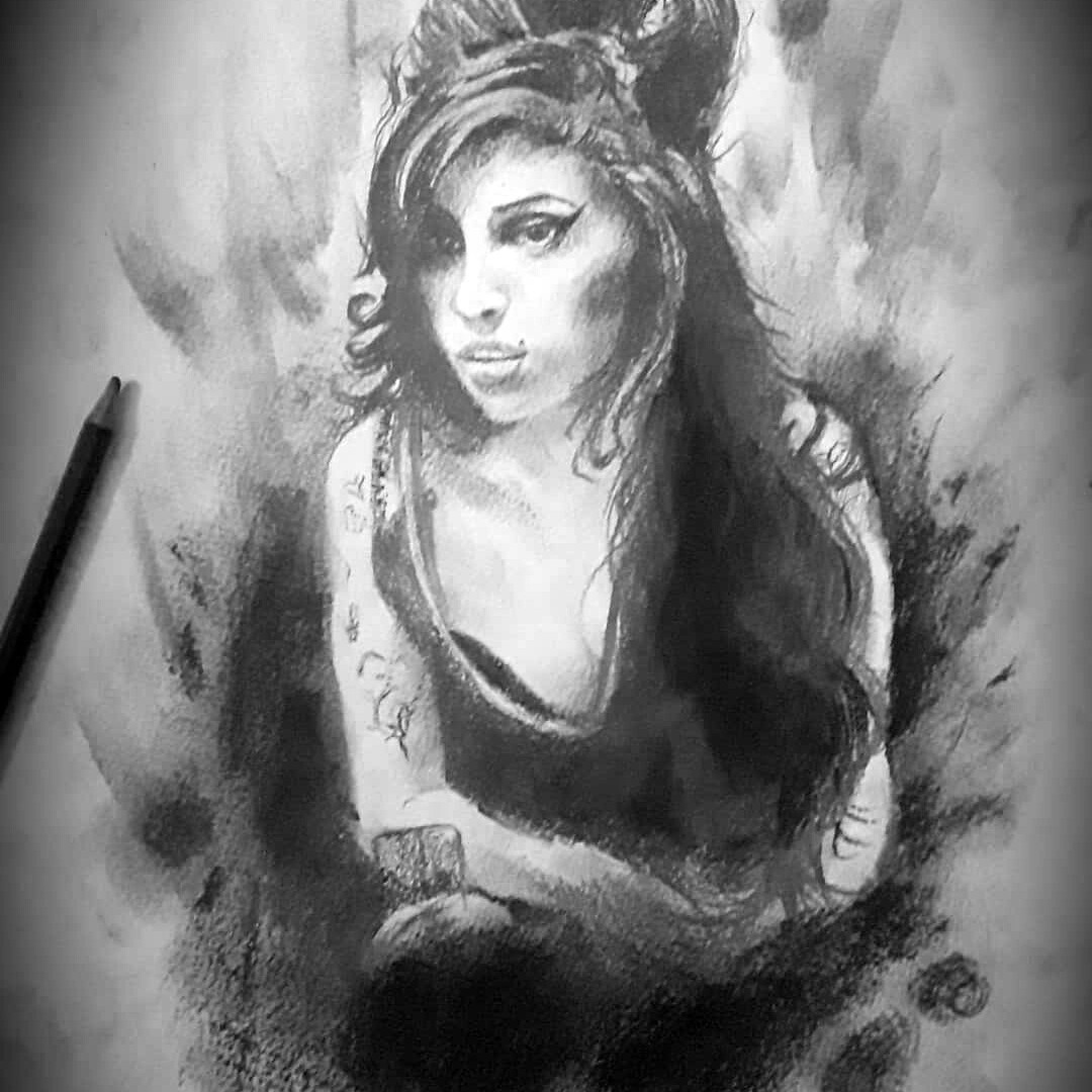 Portrait au fusain d&rsquo;Amy Winehouse