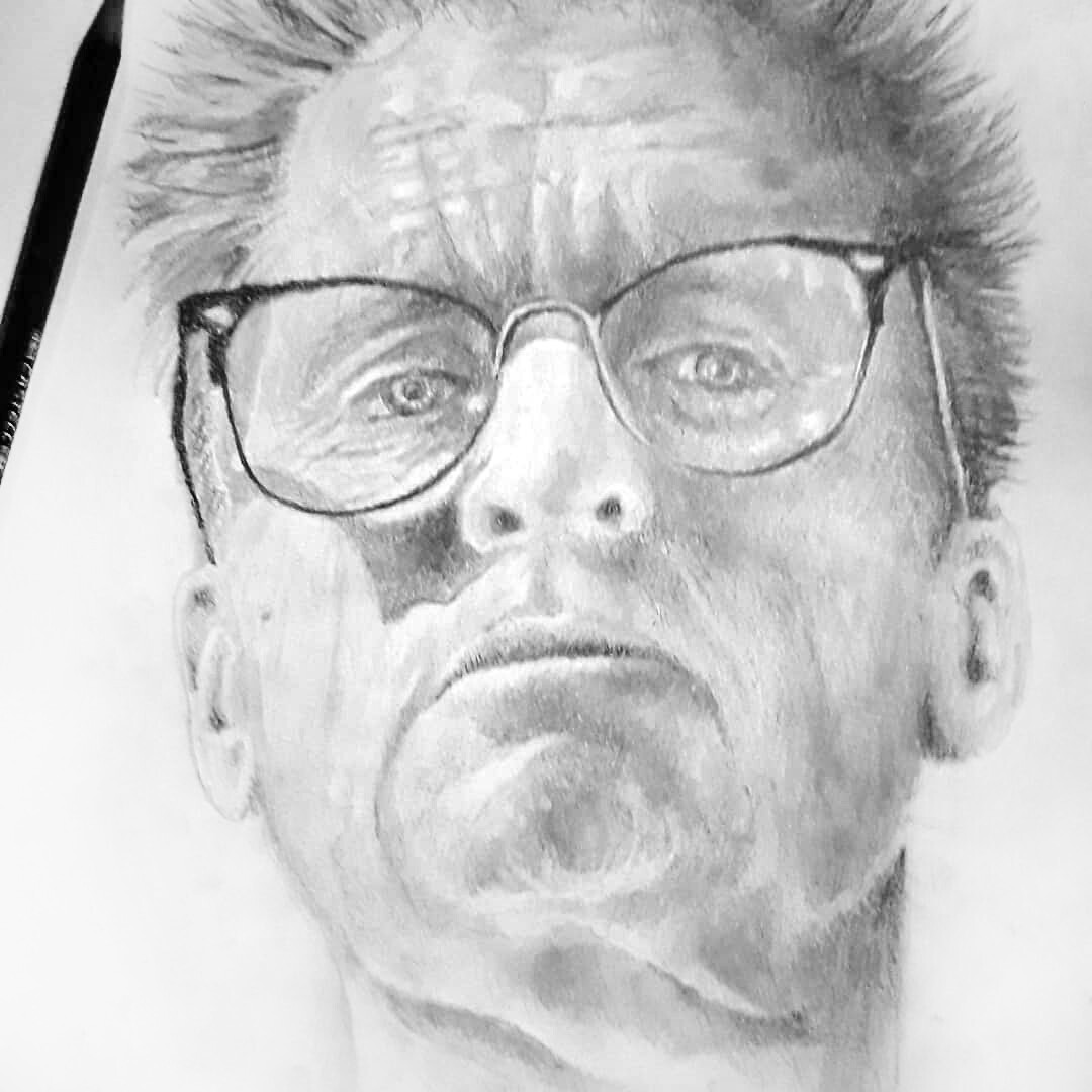 Portrait au crayon gris de Michael Douglas