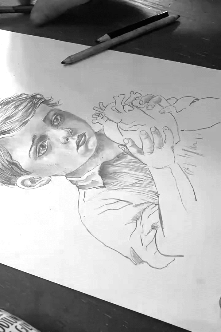 Portrait de petit garçon, travail en cours